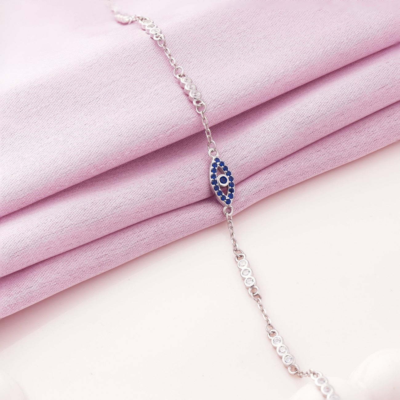 Turkish Evil Eye Rhodium Bracelet