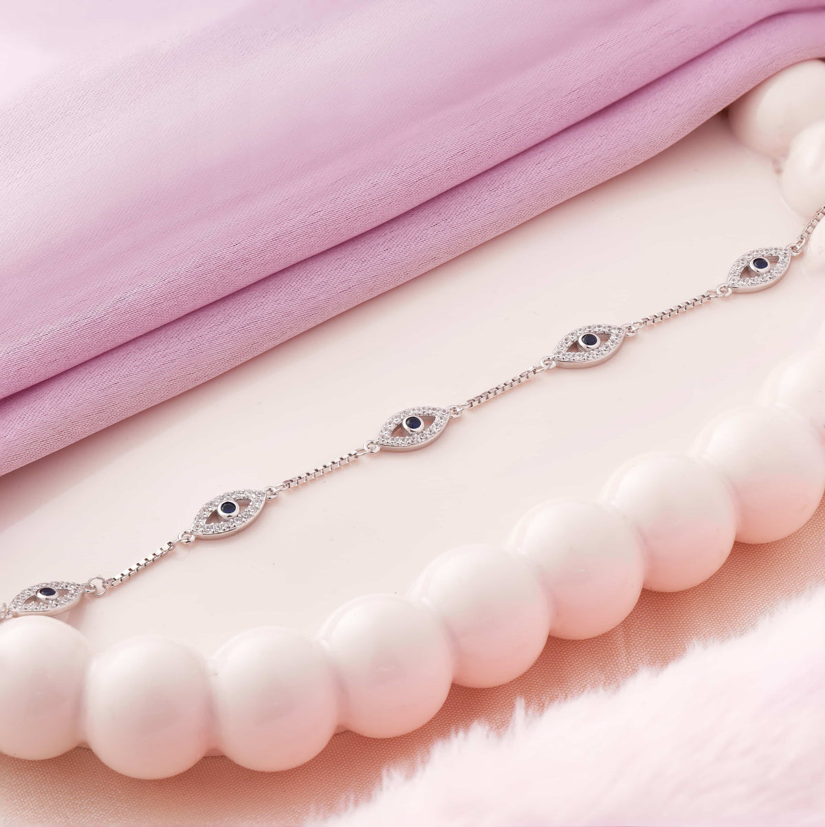 Italian Evil Eye Rhodium Bracelet