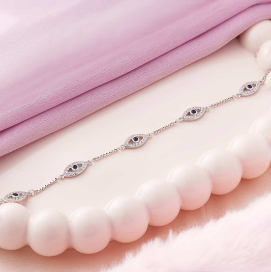 Italian Evil Eye Rhodium Bracelet